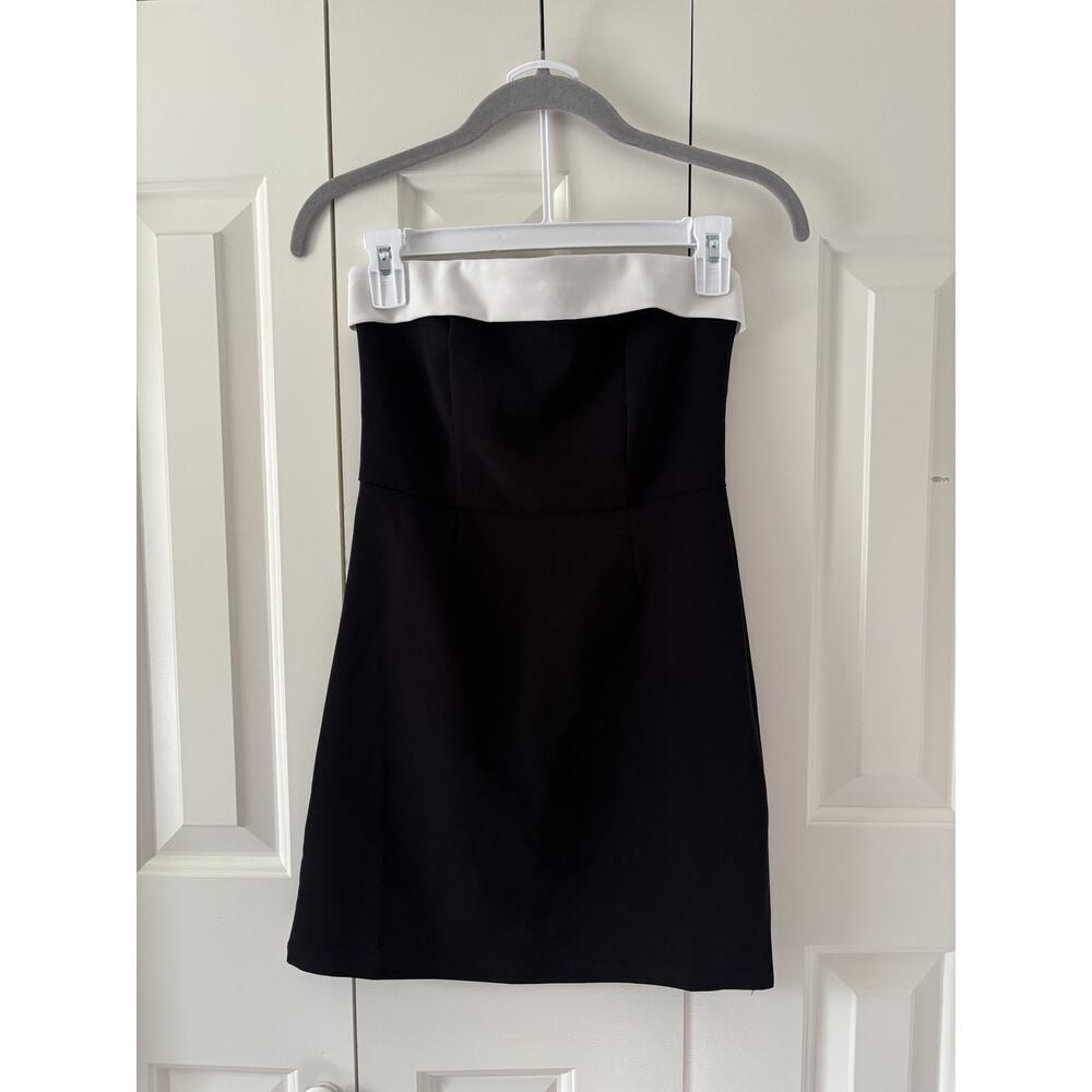 Edikted Strapless Black White Mini Dress XS - Picture 3 of 8